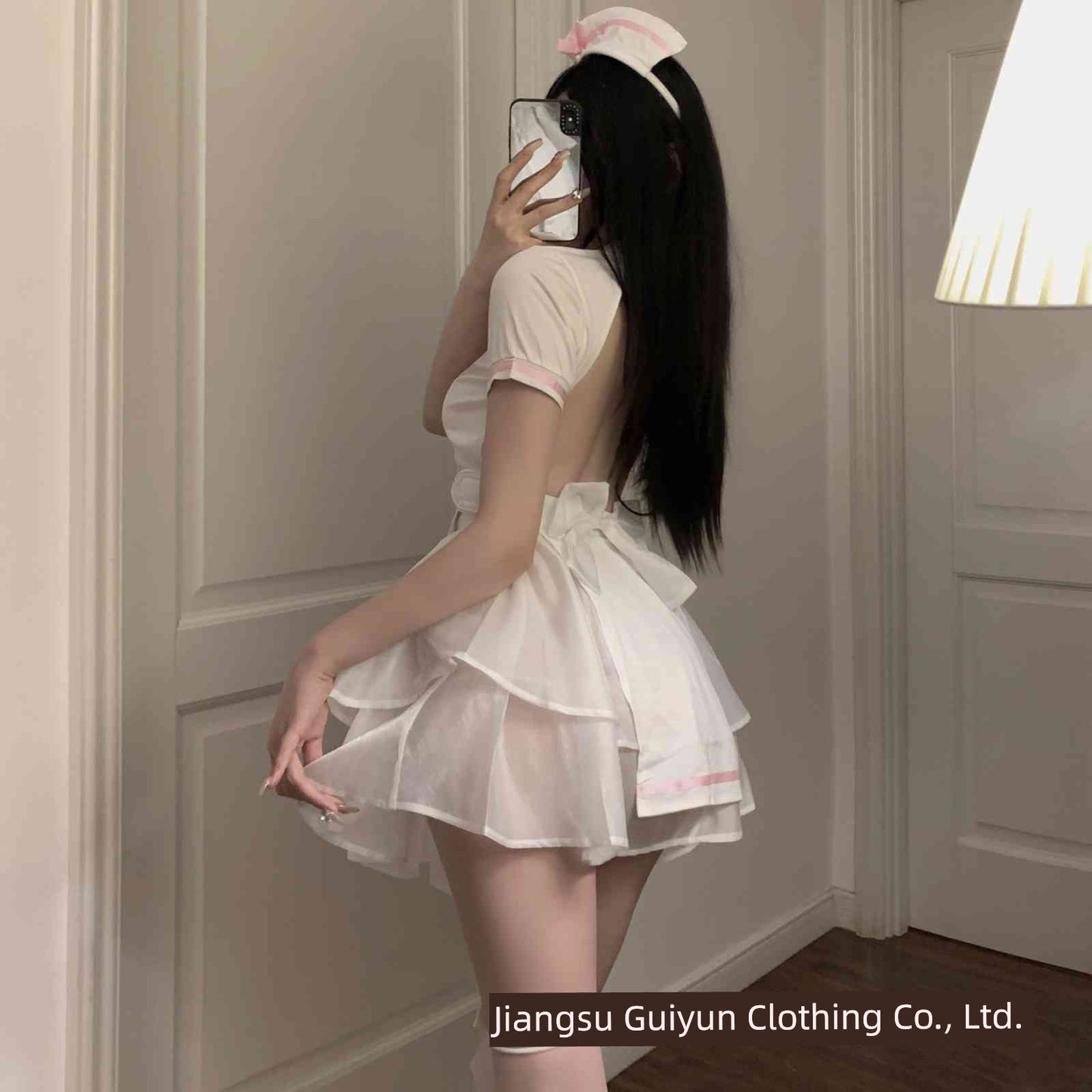 New Sexy Open Back Nurse Uniform Maid Halloween Cosplay Cos Suit Cut Out Nightdress