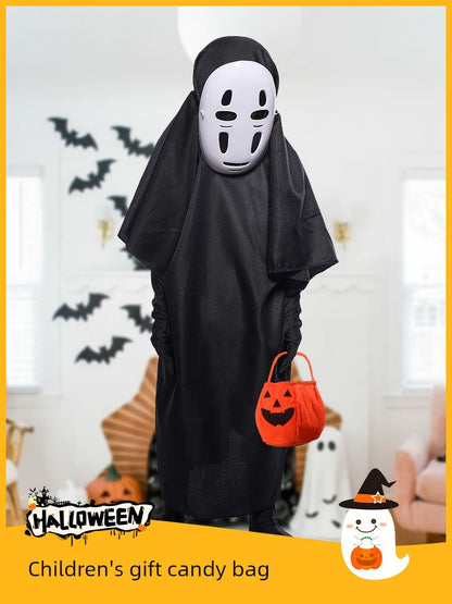 Halloween Costume Kids Adult No Face Man Mask Masquerade Show Cos Costume Horror Demon Ghost