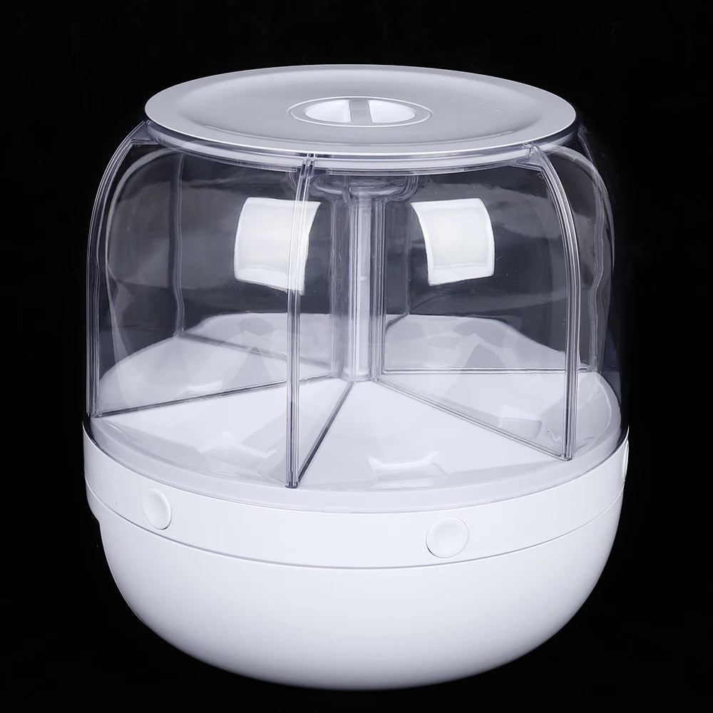 360° Rotating Food Dispenser Large-Capacity Storage Bucket Container 6-Grid Cereal Rice Sealed Tank Grain Box For Kitchen