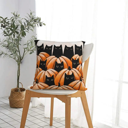 Black Cat In The Pumpkin Holloween Pillowcase Double-sided Printing Cushion Cover Decoration Pillow Case Cover Home Square 45*45