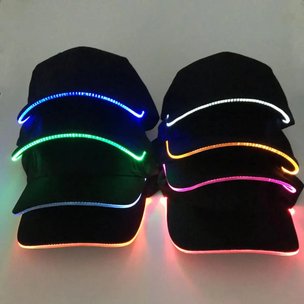 Colorful LED Flashing Baseball Cap Hip Hop Luminous Baseball Hat Christmas Halloween Party Peaked Cap Gentleman Performance Hat