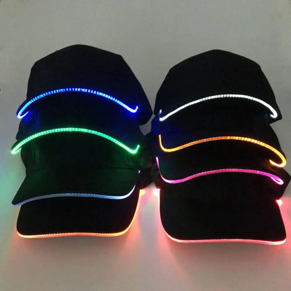 Colorful LED Flashing Baseball Cap Hip Hop Luminous Baseball Hat Christmas Halloween Party Peaked Cap Gentleman Performance Hat