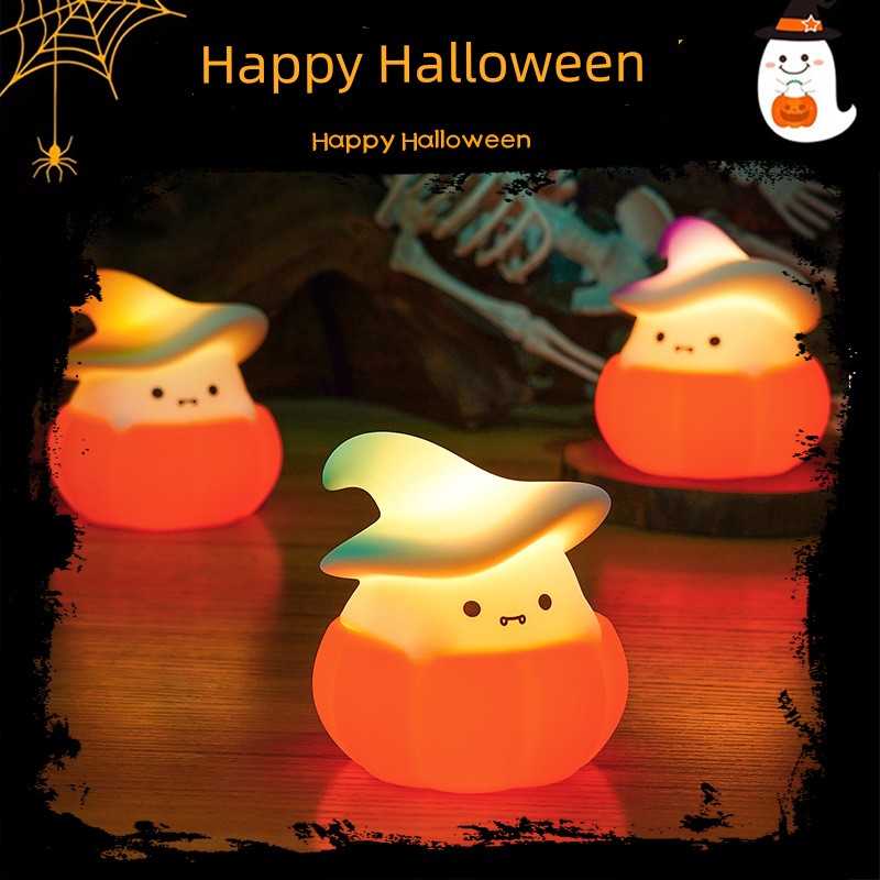 Eye Protection Small Night Lamp Halloween Birthday Gift Pumpkin Bedside Night Light Silicone Kindergarten Holiday Atmosphere Decoration