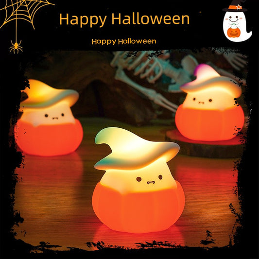 Eye Protection Small Night Lamp Halloween Birthday Gift Pumpkin Bedside Night Light Silicone Kindergarten Holiday Atmosphere Decoration