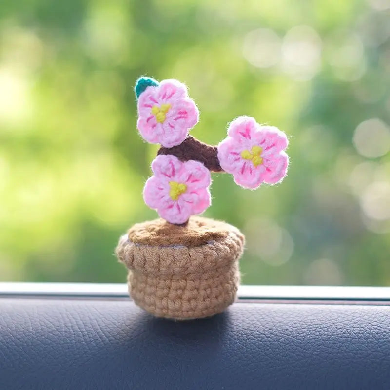 Creative Mini Flower Bouquet Potted Hand Woven Car Ornaments Auto Interior Center Console Dashboard Decoration Car Accessories