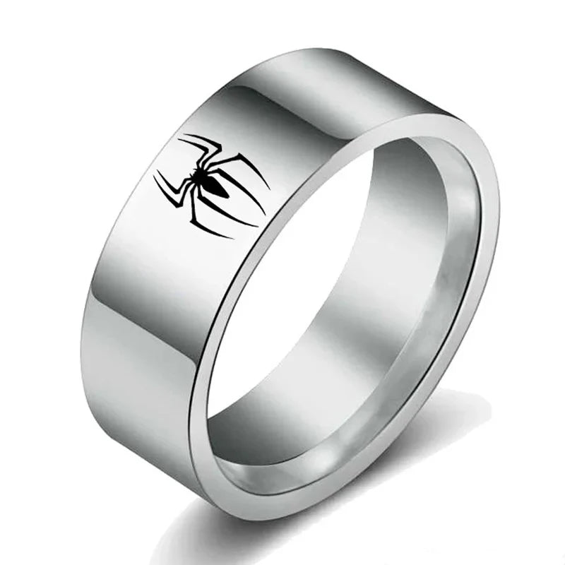 8MM Wide Stainless Steel Spider Ring For Men Women Finger Rings 2023 Hip Hop Punk Jewelry Birthday Gift for Halloween Friend