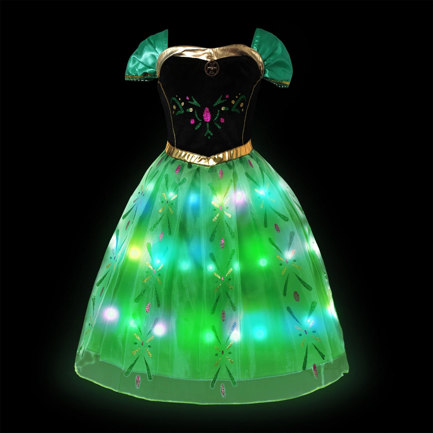 Disney 2024 Evening Party Girls LED Lights Frozen Elsa Anna Princess Ariel Dress Coslplay Halloween Luminous Prom Gowns