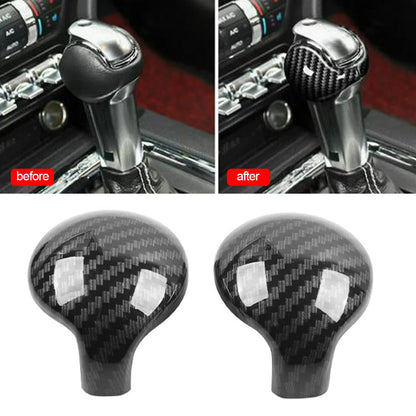 Car Gear Shift Knob Cover Trim Auto Interior Sticker Carbon Fiber Accessorie For Ford Mustang 2015 2016 2017 2018 2019 2020 2021