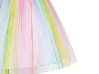 Girls Rainbow Unicorn Dance Party Tutu Kids Dress Up Cosplay Ball Gown Princess Costume Birthday Gift Halloween Carnival