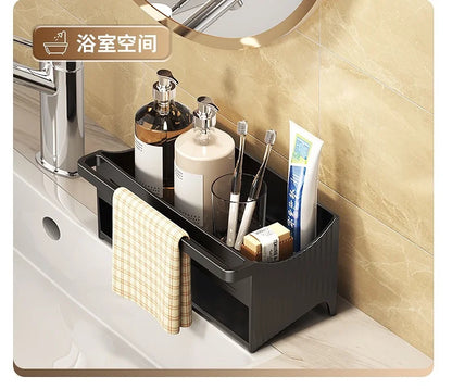 Automatic Drainage Sink Storage Rack Plastic Kitchen Wash Basin Soap Sponge Holder Bathroom Shampoo Organizer Towel Rack