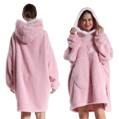 2024 Super Long Flannel Blanket with Sleeves Winter Blanket Hoodie Oversized Pullover FleeceSweatshirts TV Blanket Women Men