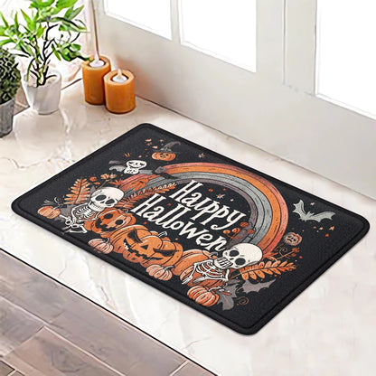 1pc Halloween Floor Mat Non-slip Anti-fouling Kitchen Mats Pumpkin Skeleton Party Decoration Floor Rug Absorbent Bathroom Mat