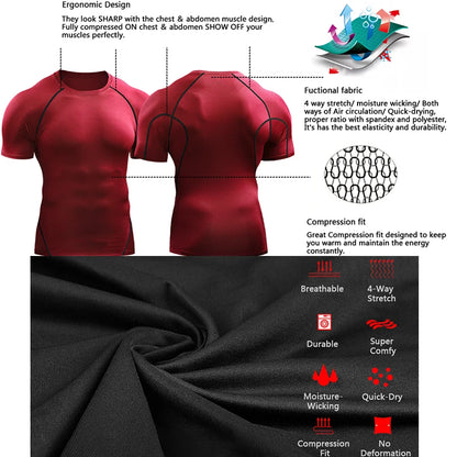 2023 Compression T Shirt Men Summer Sportswear Running T-shirt Elastic Quick Dry Sport Tops Tee Athletic Gym Workout Shirts Men