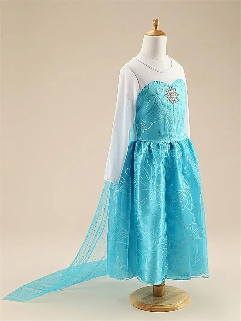 2024 Fancy Queen Frozen Elsa Anna Costume Girls Princess Dress Toddler Halloween Cosplay Party Vestidos For 3-10 Years