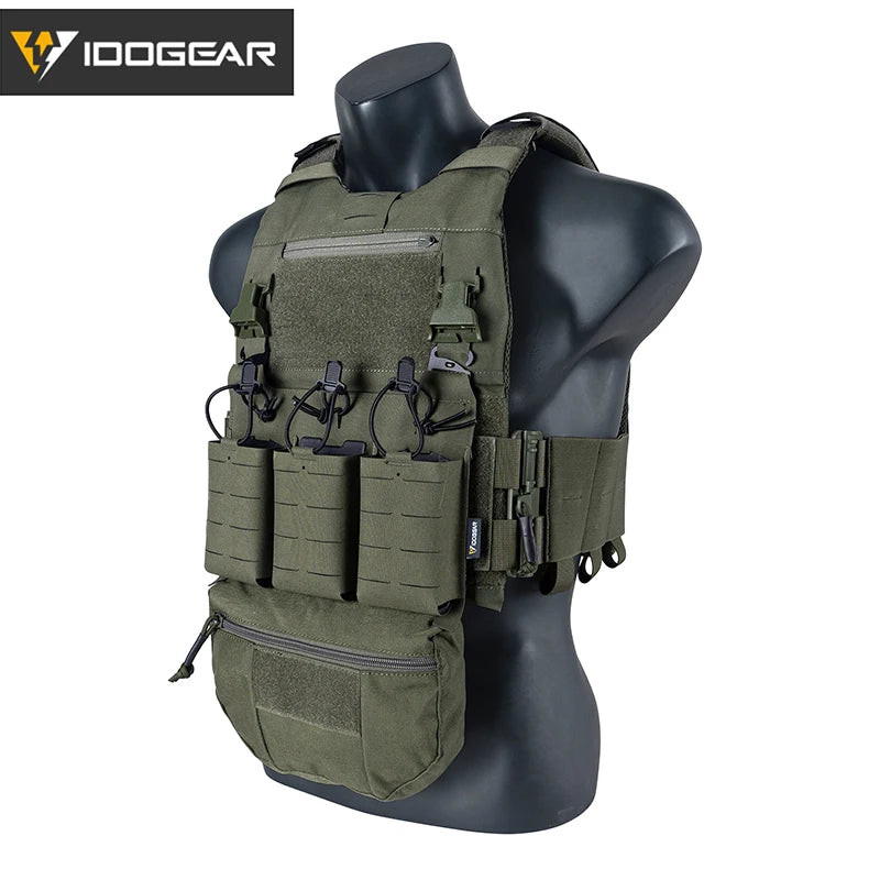 IDOGEAR Tactical FCSK 3.0EX Plate Carrier MOLLE Vest  with Triple Magazine Pouch For 5.56mm Drop Pouch Shoulder Pads