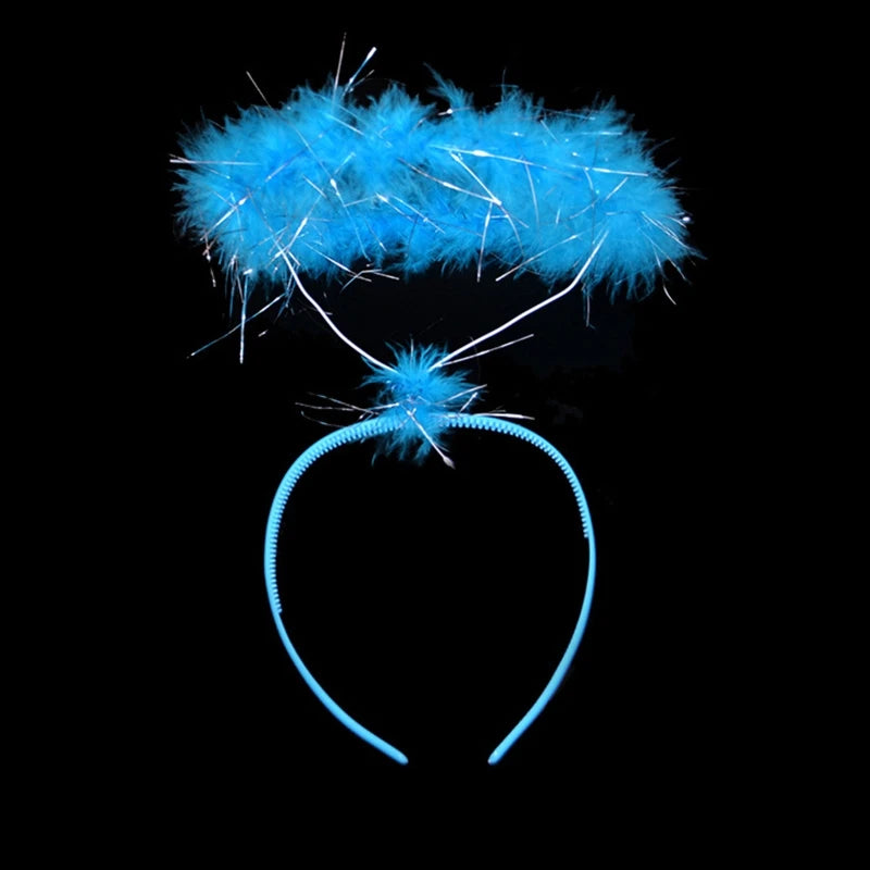 Halloween Hair Hoop Feather Halo Headband Stage Performance Headdress Angel Halo Headband Cosplay Hair Accessories