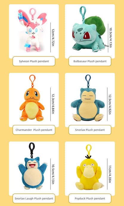 Pokemon Series Knapsack Pendant Cartoon And Cute Wobbuffet Pikachu Stuffed Animal Key Chain Halloween Decoration Birthday Gift