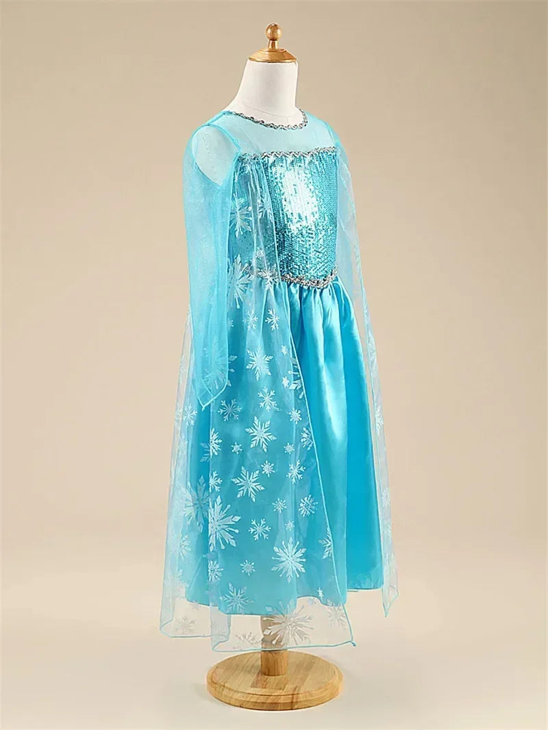 2024 Fancy Queen Frozen Elsa Anna Costume Girls Princess Dress Toddler Halloween Cosplay Party Vestidos For 3-10 Years