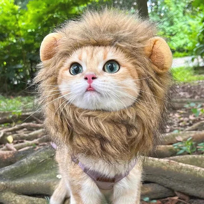 Cat Cosplay Dress Up Pet Hat Lion Mane for Cat Puppy Lion Wig Costume Party Decoration Halloween Christmas GatosPet Supplies