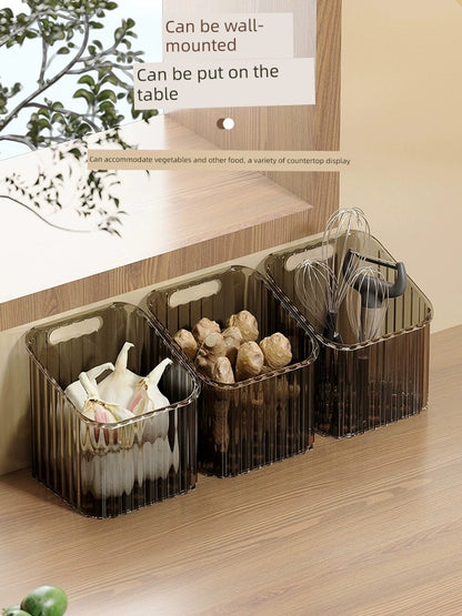 Onion, Ginger and Garlic Storage Basket Hanging Basket Wall Plastic Kitchen