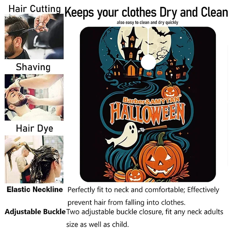 Professional Haircut Aprons Halloween Pumpkin Ghost Mascot Lucky Hairdresser Gown Cloth Haircutting Salon Cape Holloween Gifts