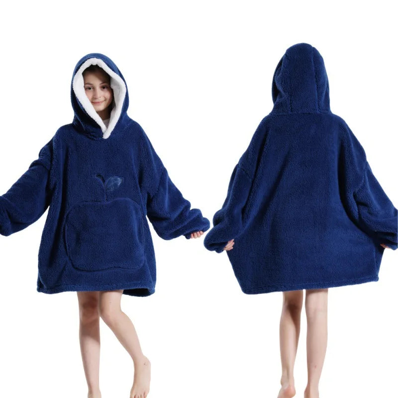 2024 Super Long Flannel Blanket with Sleeves Winter Blanket Hoodie Oversized Pullover FleeceSweatshirts TV Blanket Women Men