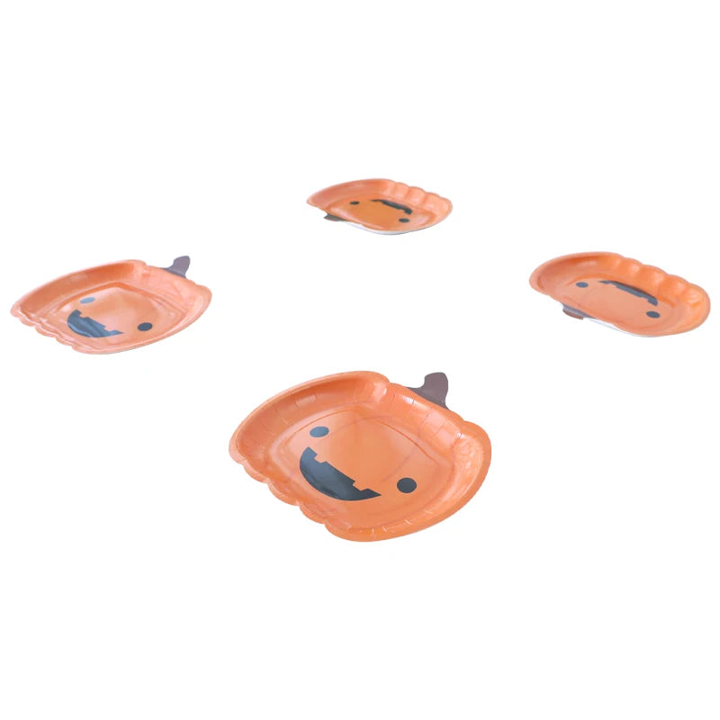 Halloween party smiley face pumpkin disposable tableware paper tray supply