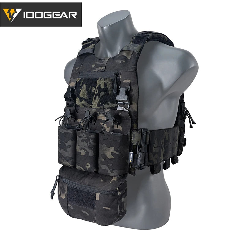 IDOGEAR Tactical FCSK 3.0EX Plate Carrier MOLLE Vest  with Triple Magazine Pouch For 5.56mm Drop Pouch Shoulder Pads