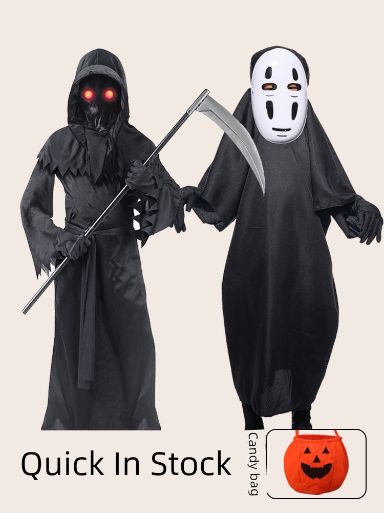 Halloween Costume Kids Adult No Face Man Mask Masquerade Show Cos Costume Horror Demon Ghost