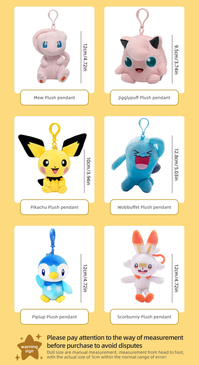 Pokemon Series Knapsack Pendant Cartoon And Cute Wobbuffet Pikachu Stuffed Animal Key Chain Halloween Decoration Birthday Gift