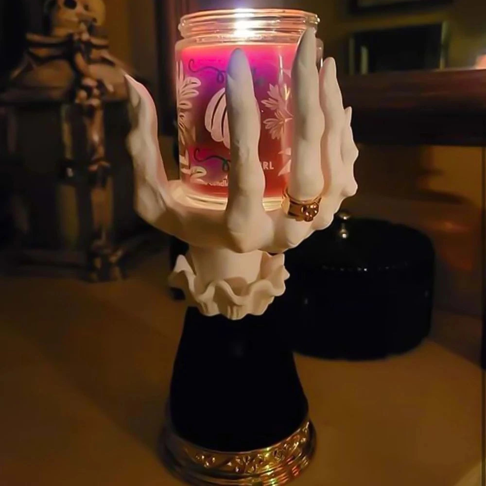 Halloween Resin Witch Hand Candlestick Creative Ghost Hand Haunted House Decoration Palm Candle Holder Art Crafts Ornaments