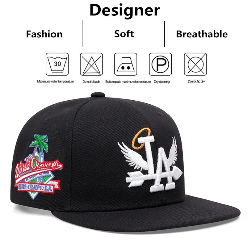 2024 New Letter Wing Pattern Side Coconut Tree Embroidery Fashion High Quality Snapback Men's Versatile Casual Baseball Hat