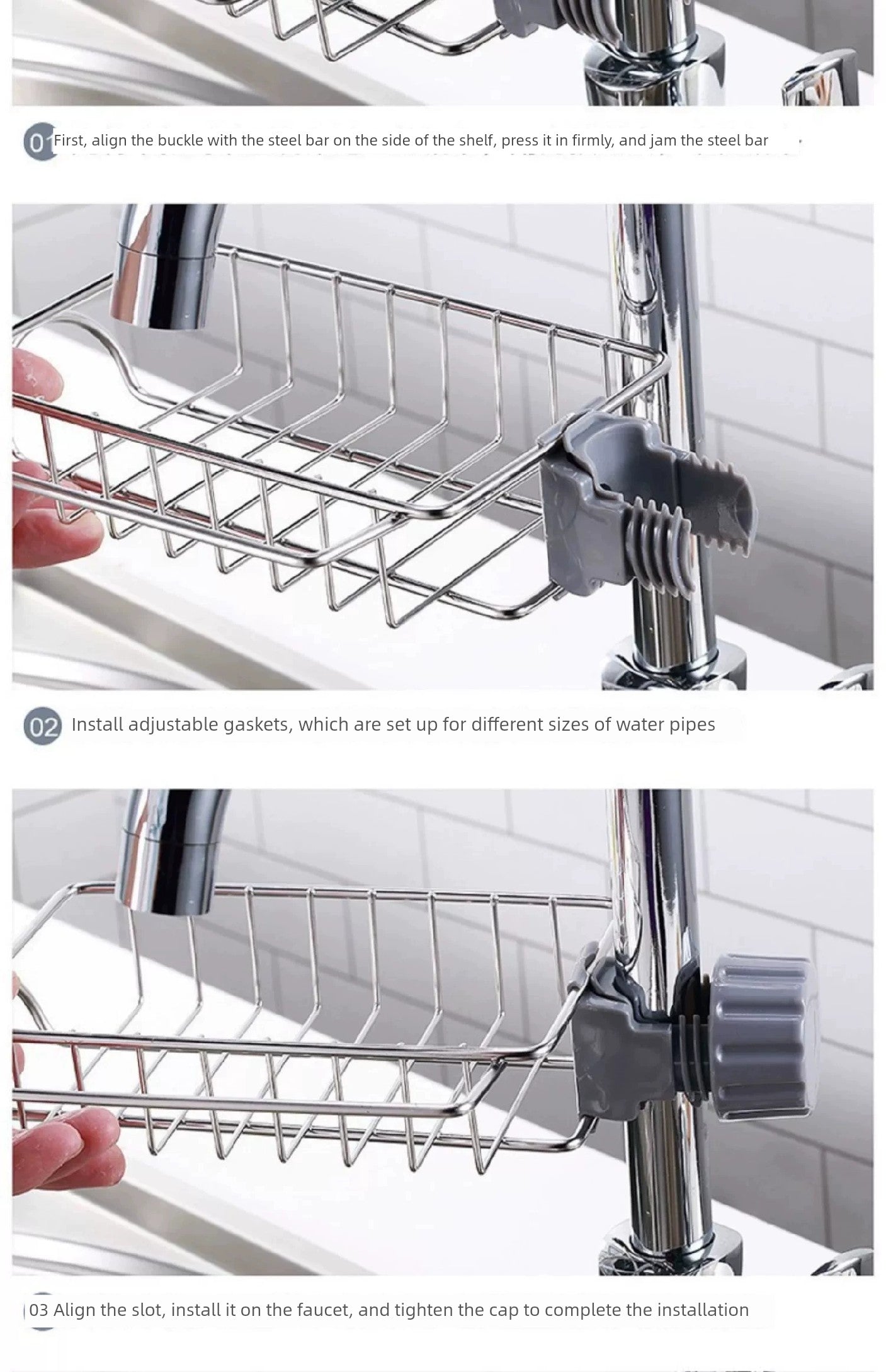 Stainless Steel For Home Sponge and Cloth Racks Hanging on a Faucet