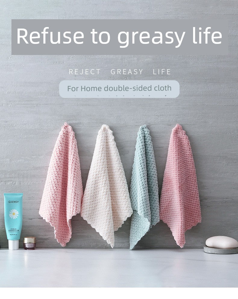 Double-Sided Household Coral Fleece Lint-Free Handy Gadget Dishcloth