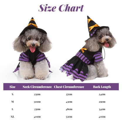 Cute Dog Purple Dress For Small Dogs 2pc Dropshipping Pet Cosplay Stripes With Hat Cat Clothes Holloween Costume Witch Gown