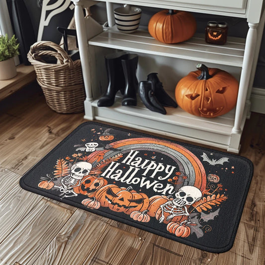 1pc Halloween Floor Mat Non-slip Anti-fouling Kitchen Mats Pumpkin Skeleton Party Decoration Floor Rug Absorbent Bathroom Mat