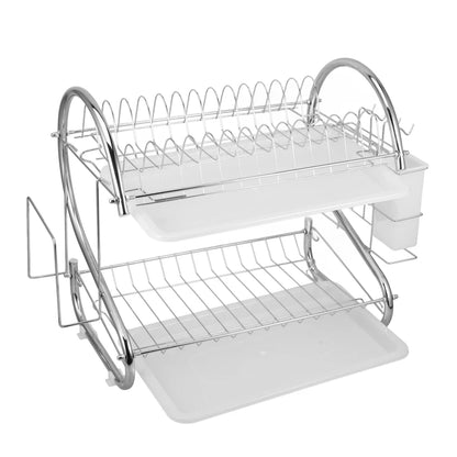 Dish Drying Rack Stainless Steel Dish Rack for Kitchen 2 Tier Rust- Proof Dish Drainer with Drying Board and Dishwasher