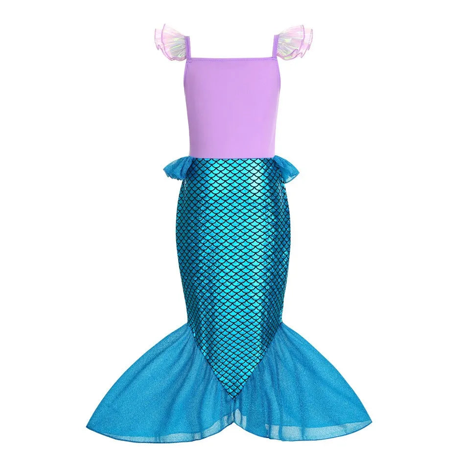 Little Mermaid Princess Dress for Children Birthday Carnival Halloween Party Fancy Girls Clothes Mermaid Frozen Cosplay Costume