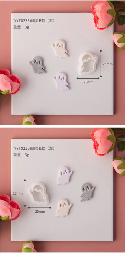 Halloween Series Cute Ghost Different Shape Clay Molds Clay Cutting Molds For DIY Earrings Jewelry Making Hand Tools