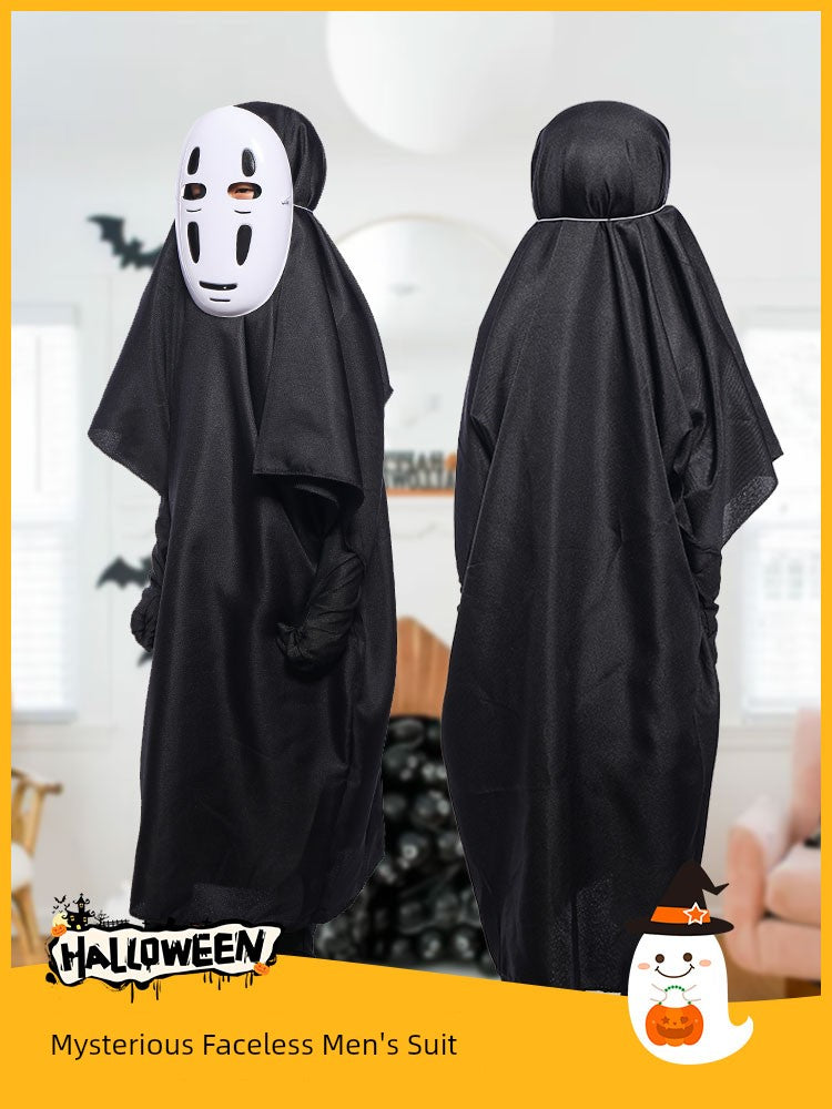 Halloween Costume Kids Adult No Face Man Mask Masquerade Show Cos Costume Horror Demon Ghost