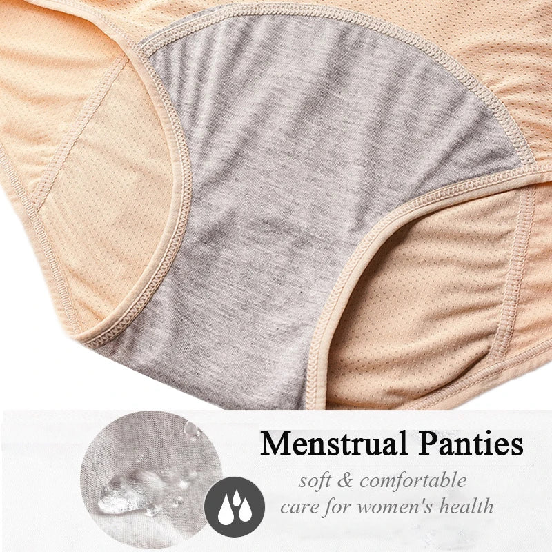 xl~8xl Leak Proof Menstrual Briefs for Women Antibacterial Physiological Underwear Waterproof Period Panties Plus Size Pants