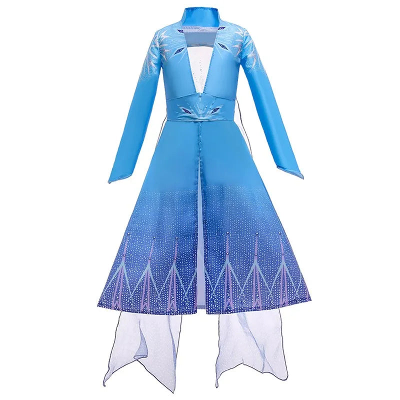 Elsa Costume for Girls Kids Christmas Cosplay Anna Snow Queen 2 Fancy Princess Dress Children Halloween Birthday Party Clothing