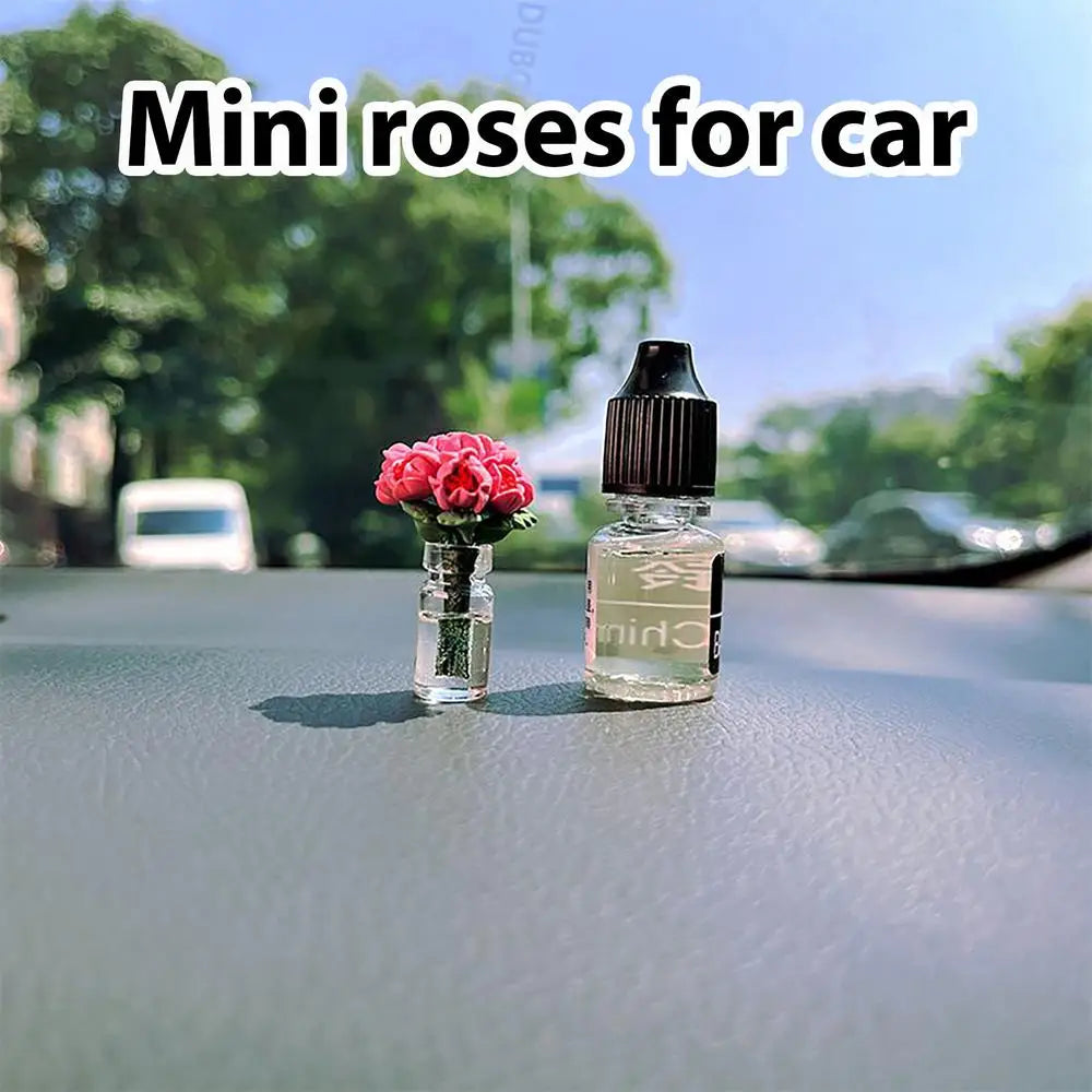 Mini Rose Bouquet Car Air Vent Clip Freshener Dried Flower Perfume Air Freshener Vent Mini Rose Decorations For Car Exquisite