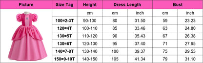 Princess Peach Chiffon Lace Girls Cosplay Dress Baby Kids Vestidos Party Dresses Carnival Halloween Costume for 3-11 years