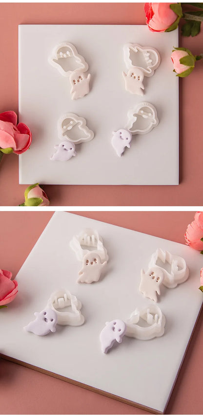 Halloween Series Cute Ghost Different Shape Clay Molds Clay Cutting Molds For DIY Earrings Jewelry Making Hand Tools