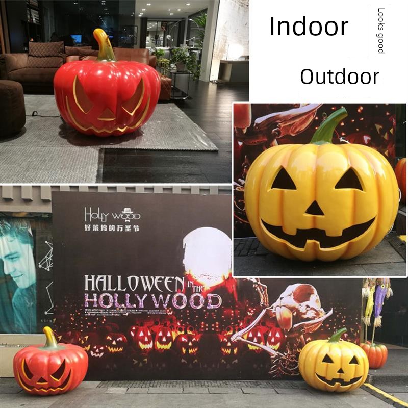 Halloween Decoration Pumpkin Lamp Large Theme Park Shopping Mall Art Gallery Block Outdoor Scene Sculpture Model Decoration