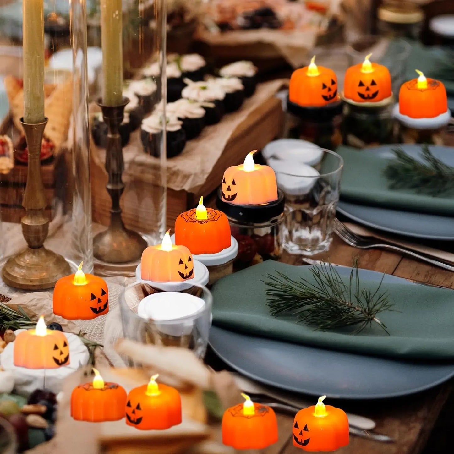 Halloween Pumpkin Candle Lights led Electronic Candle Lights Party Supplies Ornaments Night Lights Halloween Decorations