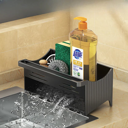 Automatic Drainage Sink Storage Rack Plastic Kitchen Wash Basin Soap Sponge Holder Bathroom Shampoo Organizer Towel Rack