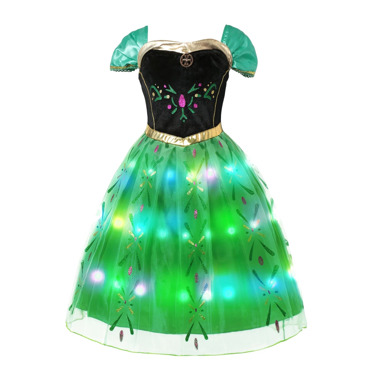 Disney 2024 Evening Party Girls LED Lights Frozen Elsa Anna Princess Ariel Dress Coslplay Halloween Luminous Prom Gowns