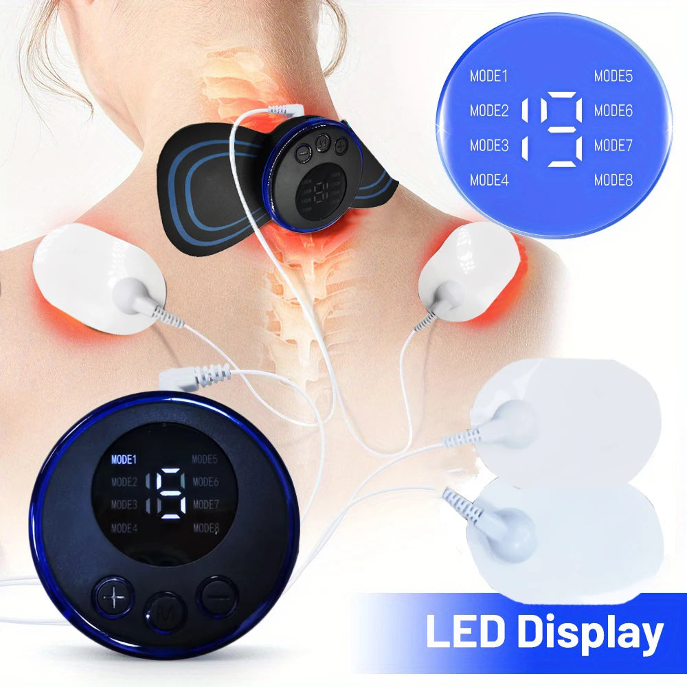 8 Modes Rechargeable Neck Massager with Remote Control EMS Low Frequency Pulse Massager For Muscle Relaxation Relief The Pain